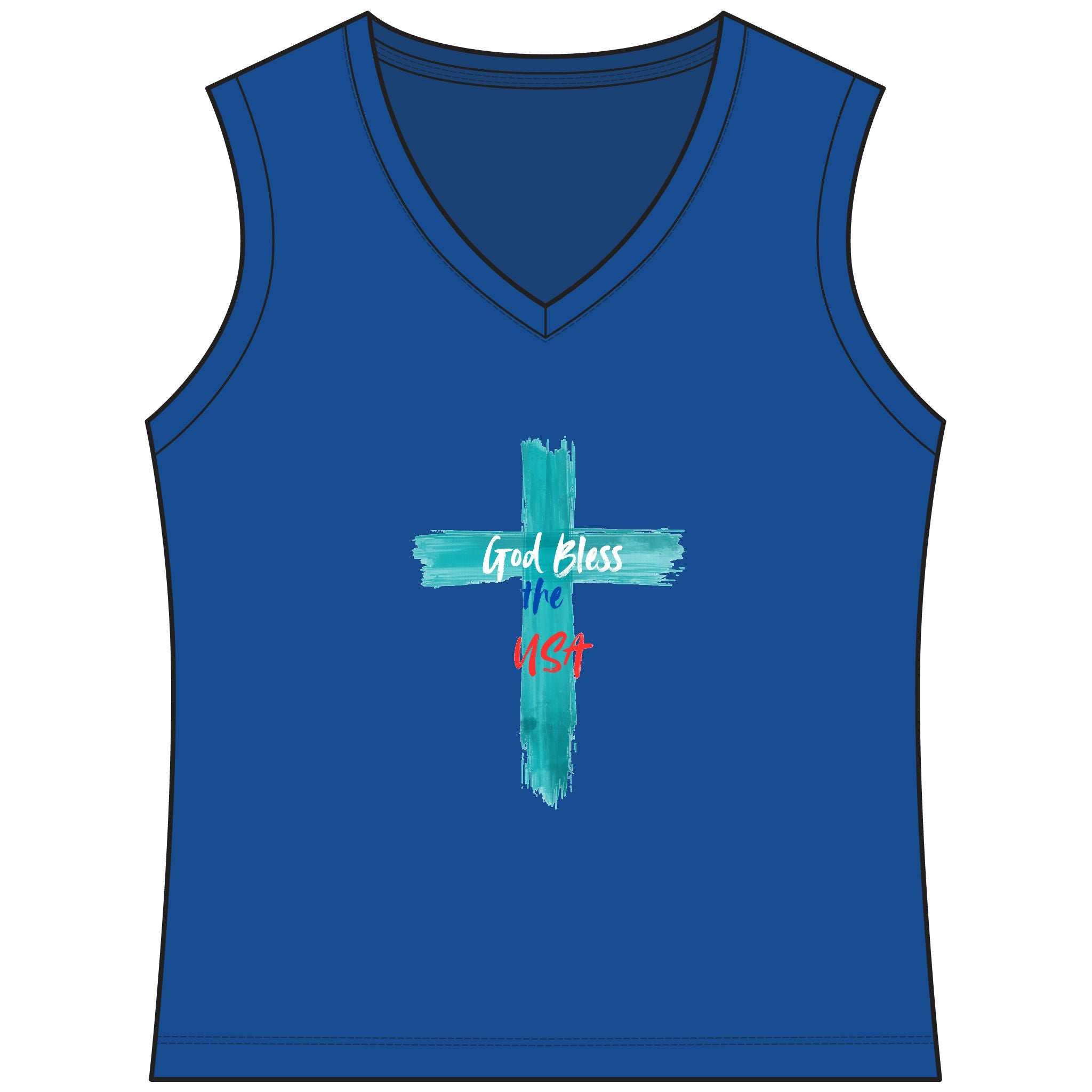 God Bless the USA Sleeveless V-Neck Tee