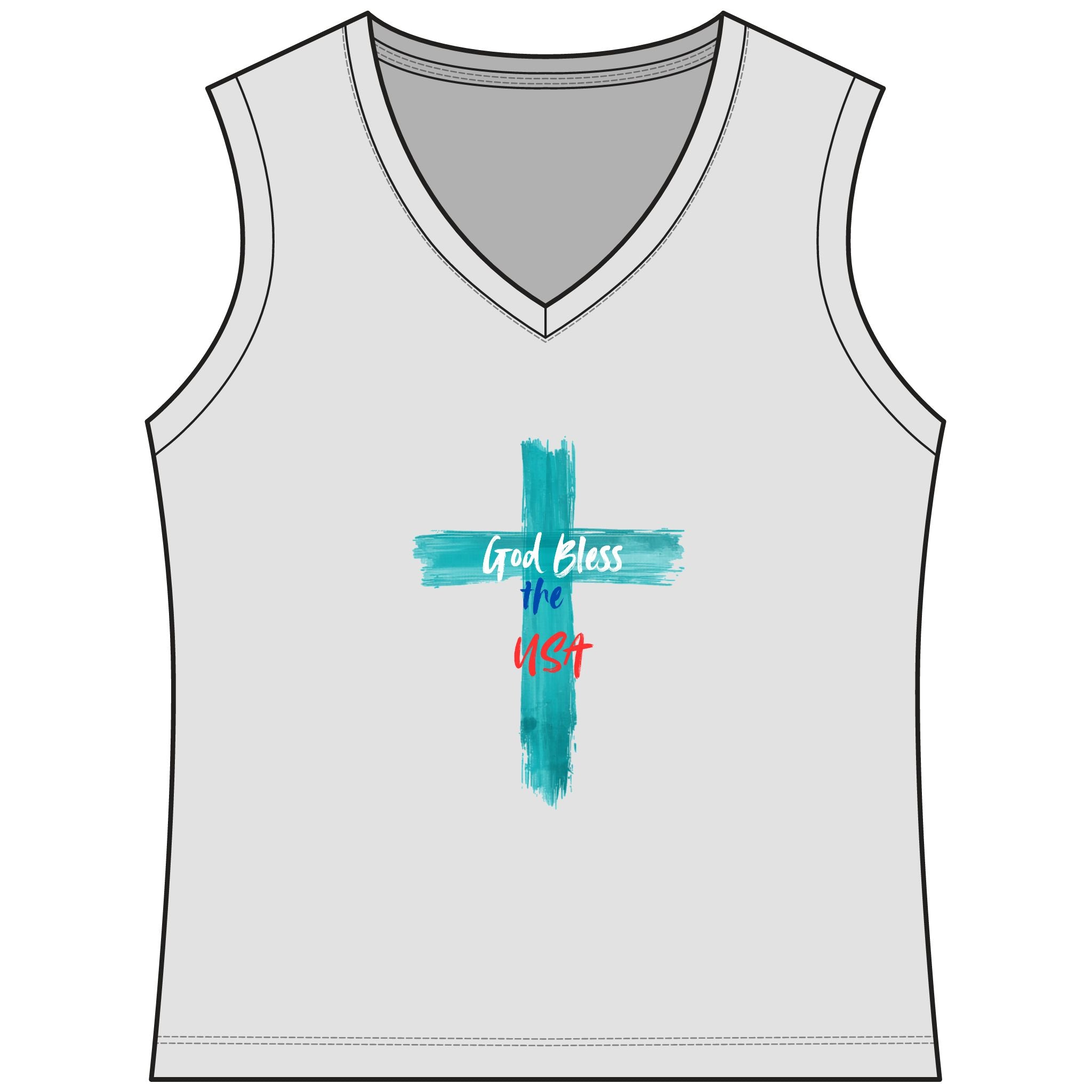 God Bless the USA Sleeveless V-Neck Tee