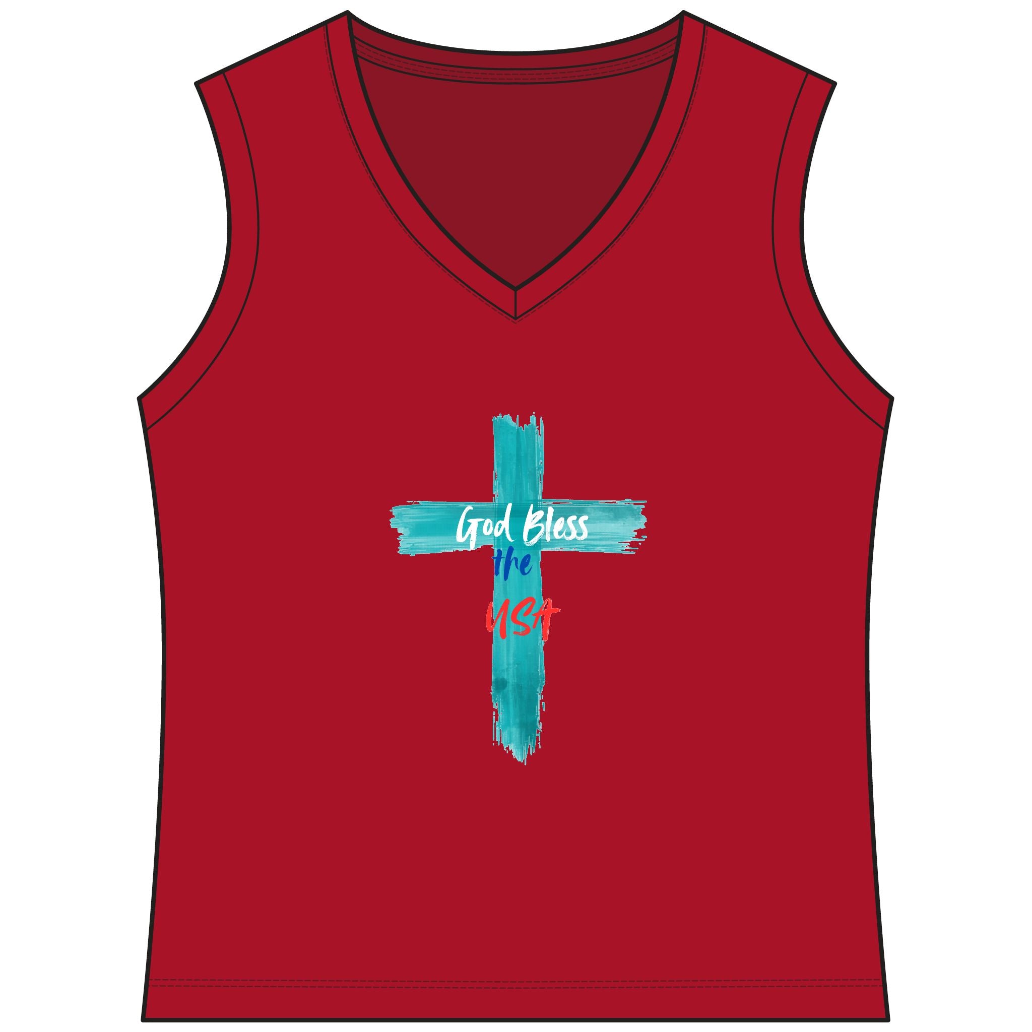 God Bless the USA Sleeveless V-Neck Tee