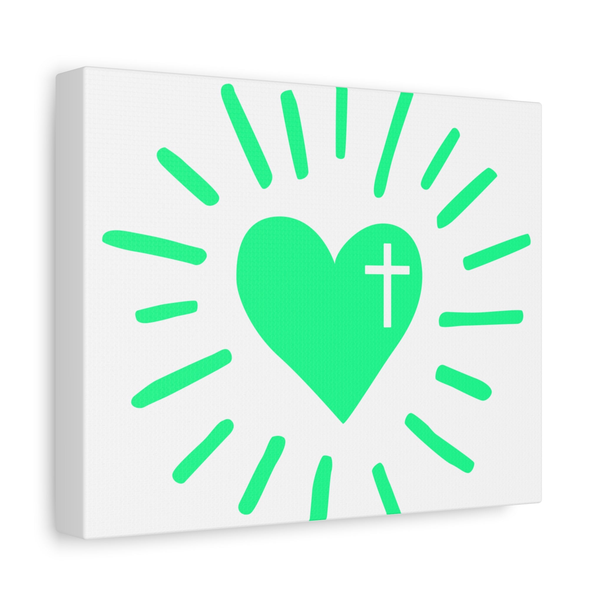 Mint Heart with Cross Canvas Print — Christian Nursery & Dorm Wall Art