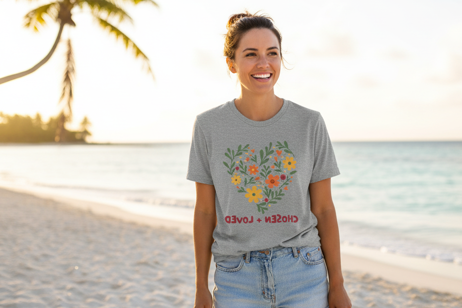 Chosen + Loved Floral Heart Tee