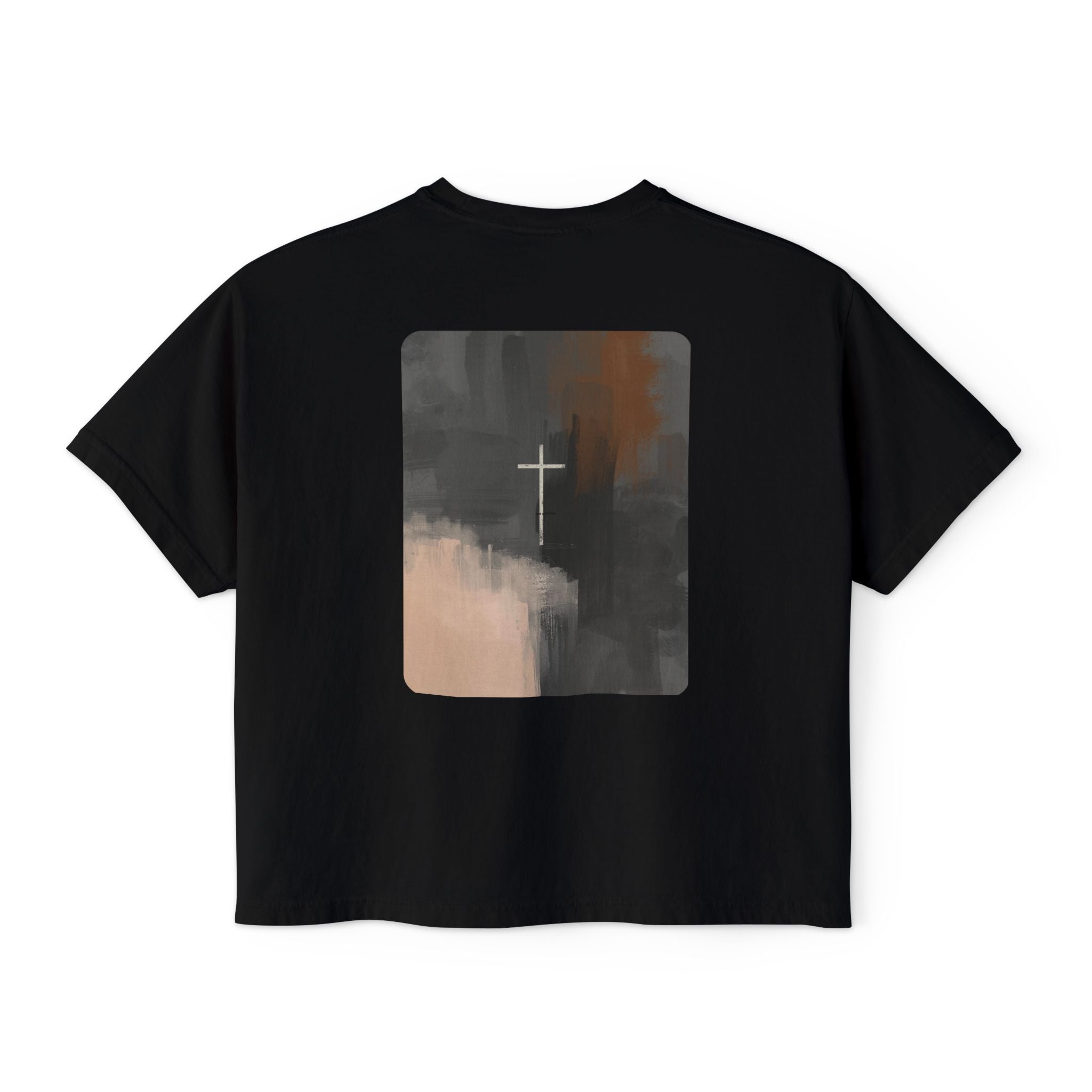 Women's Boxy Tee -Minimalist Cross on Back