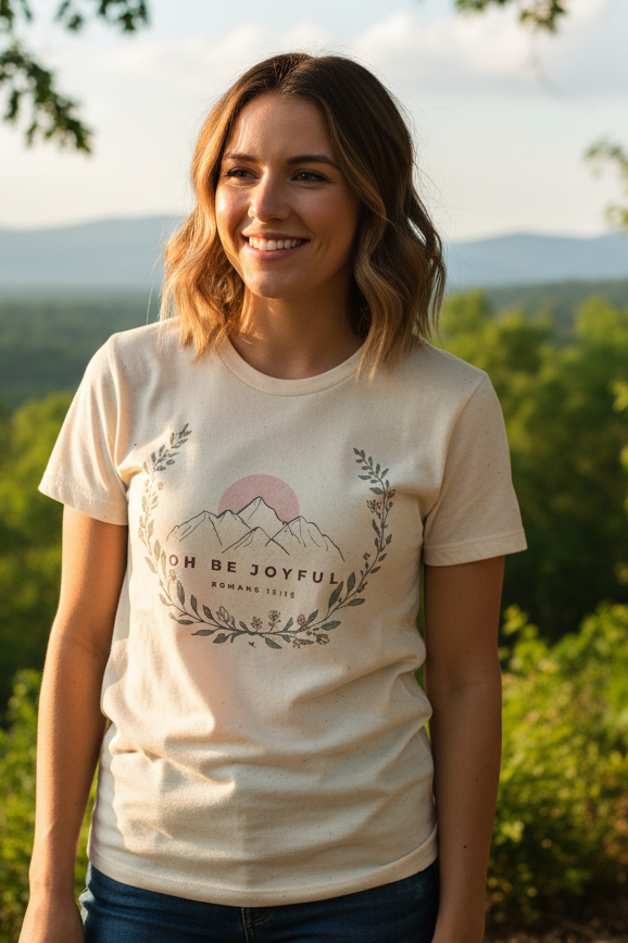Oh Be Joyful Mountain T-Shirt — Minimal Nature Graphic Tee