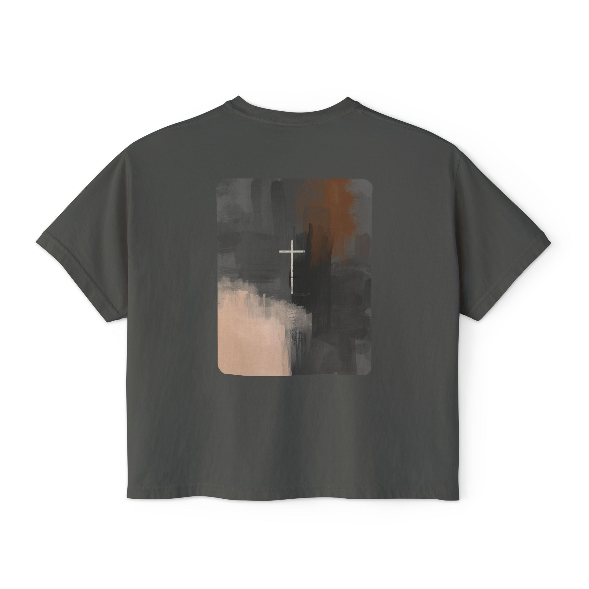 Women's Boxy Tee -Minimalist Cross on Back