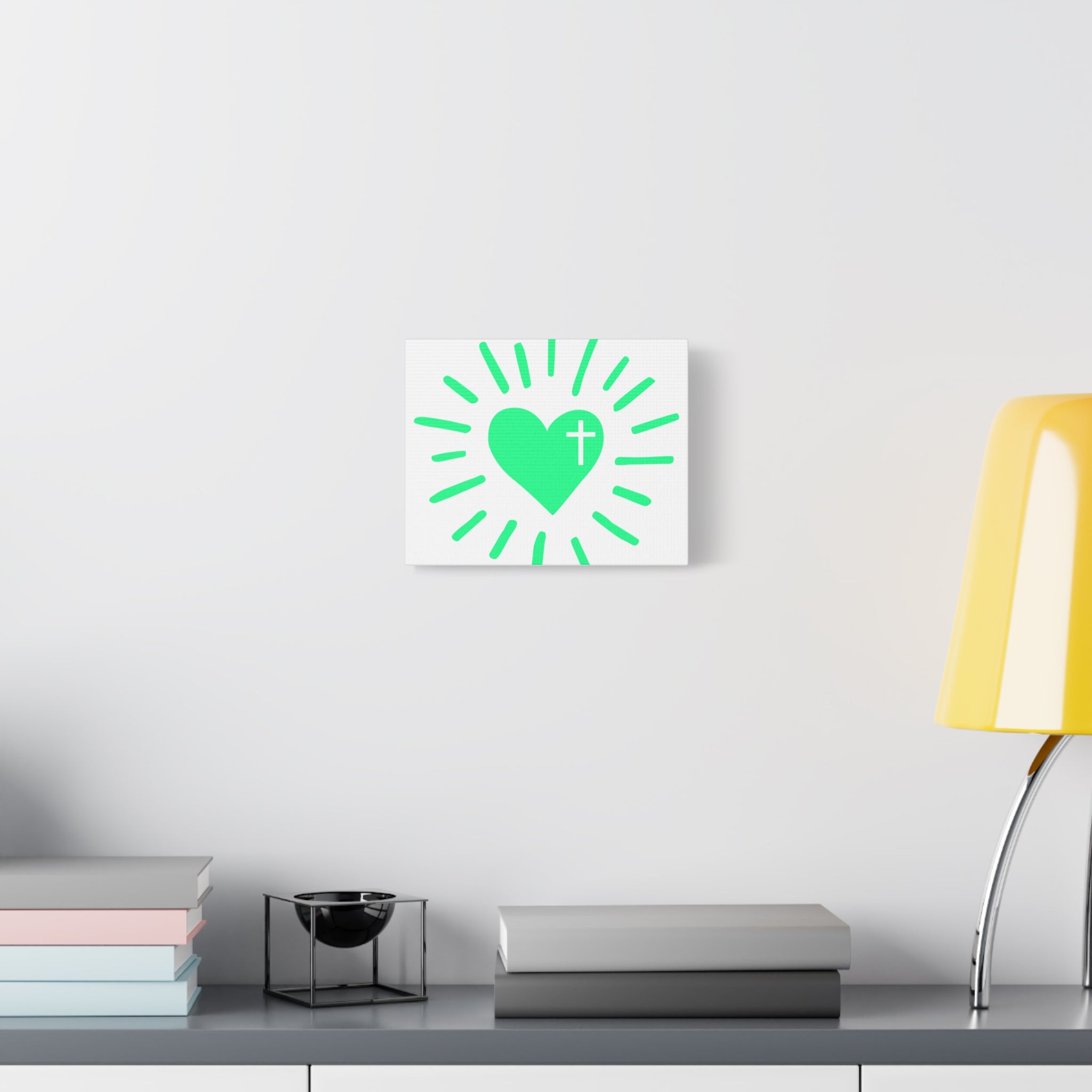 Mint Heart with Cross Canvas Print — Christian Nursery & Dorm Wall Art