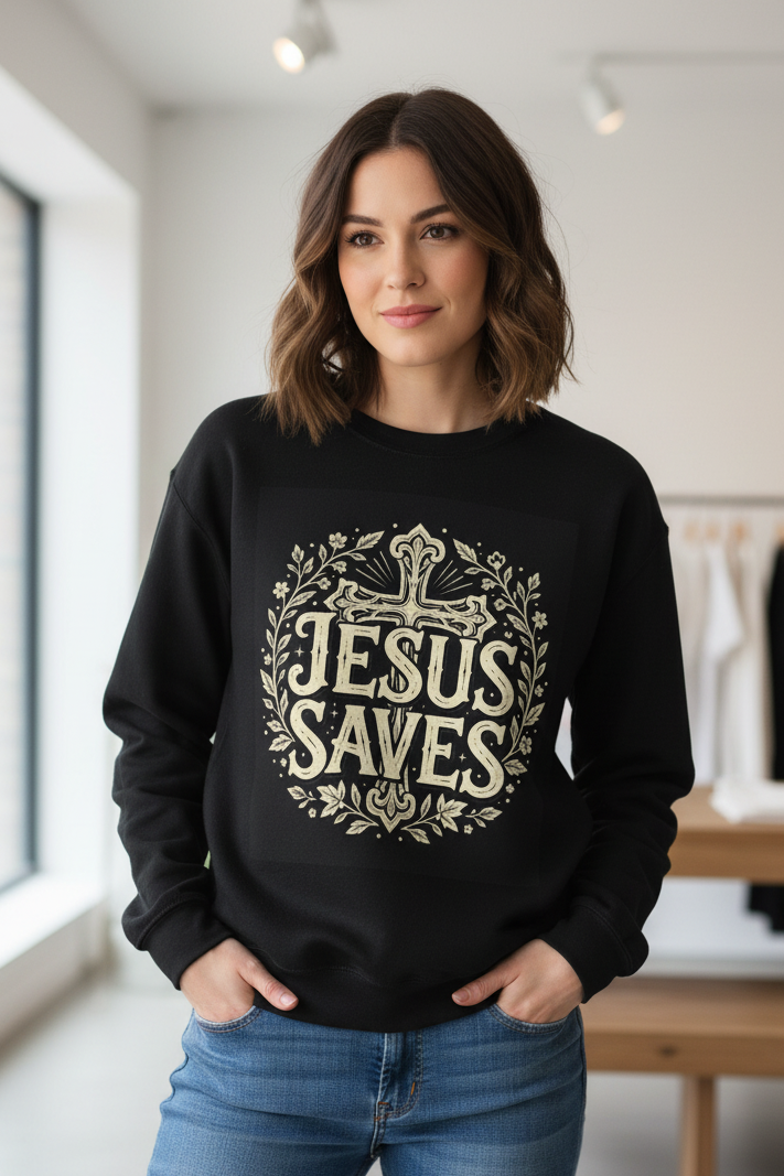 Jesus Saves: Crewneck Sweatshirt