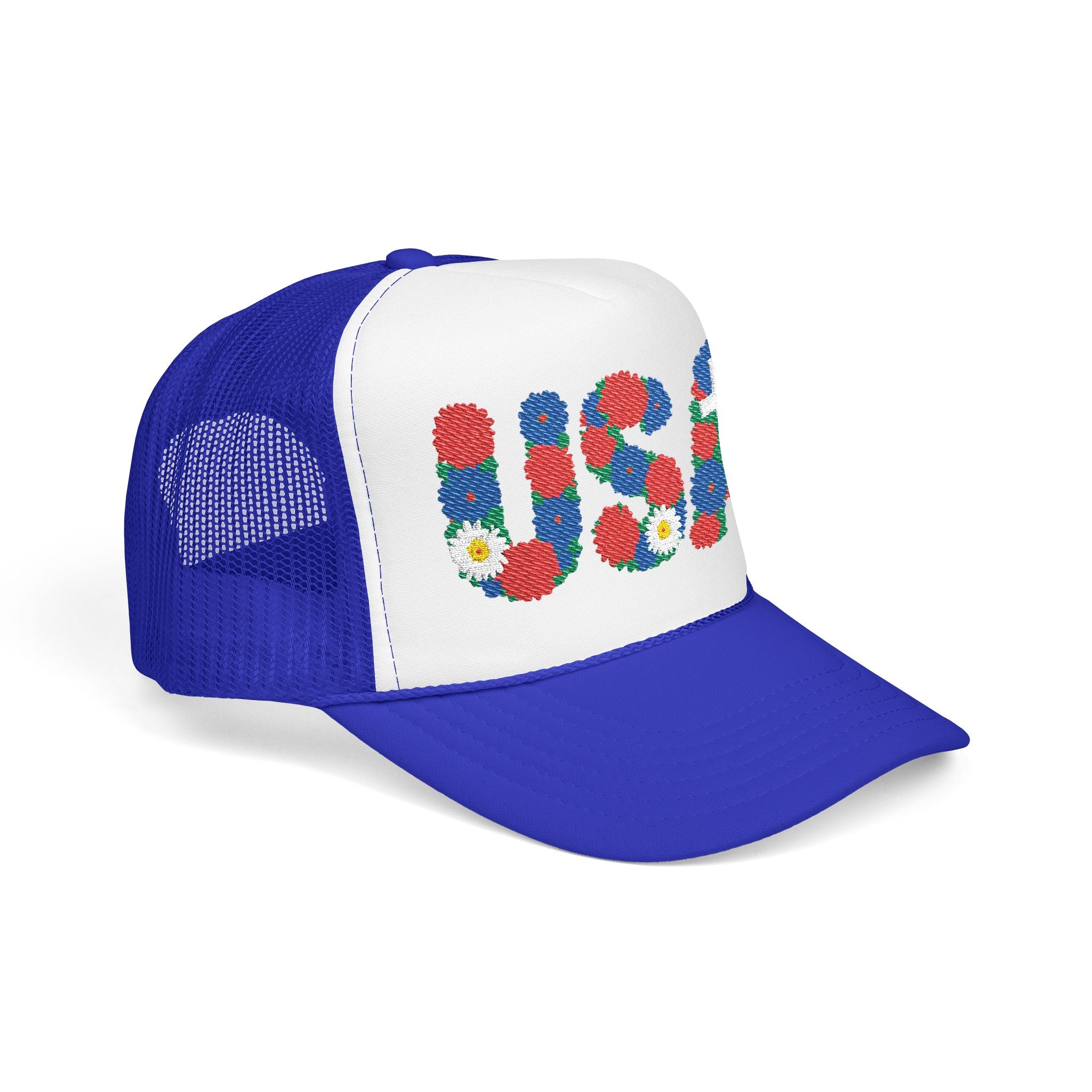 USA Floral Cross Trucker Hat