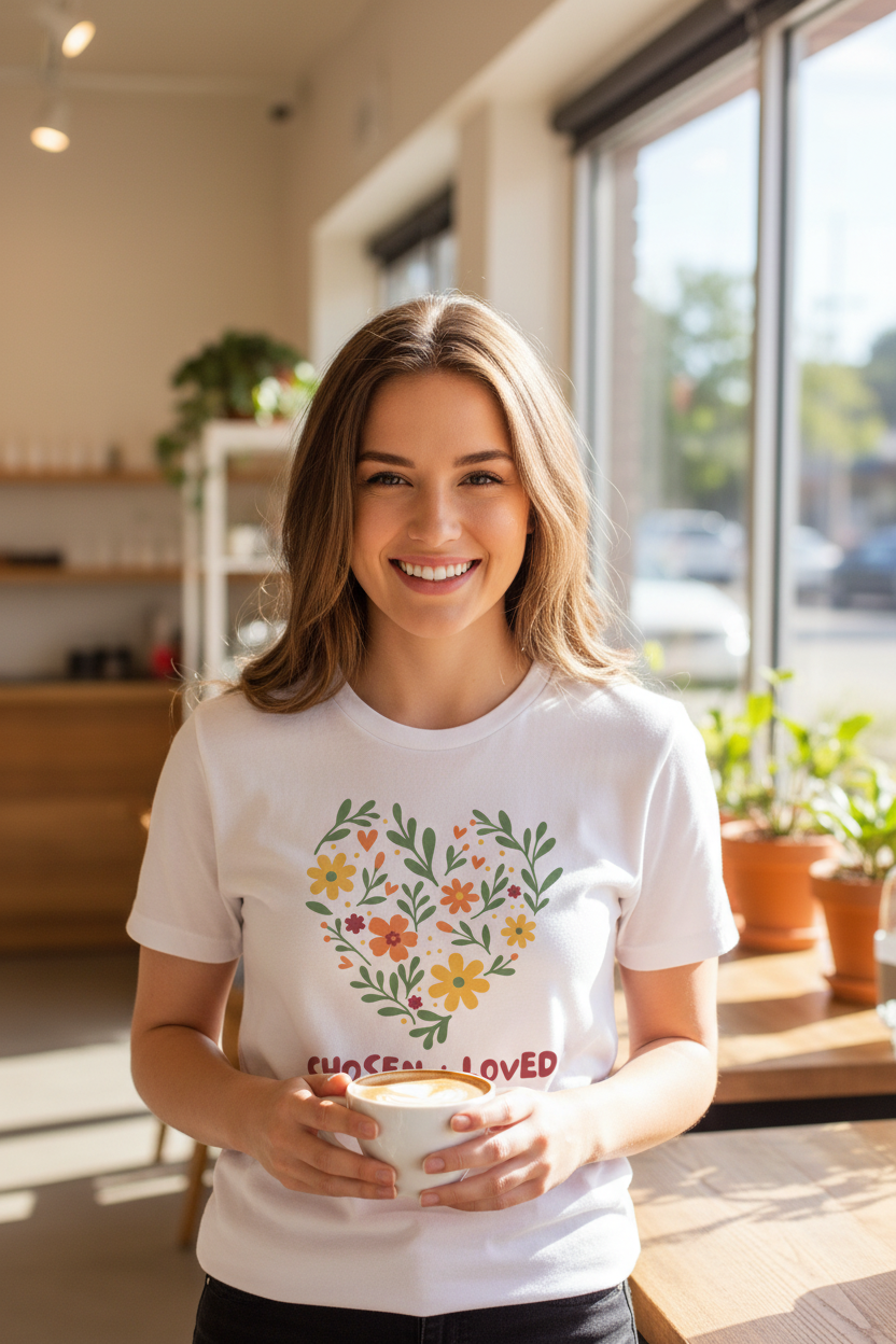Chosen + Loved Floral Heart Tee