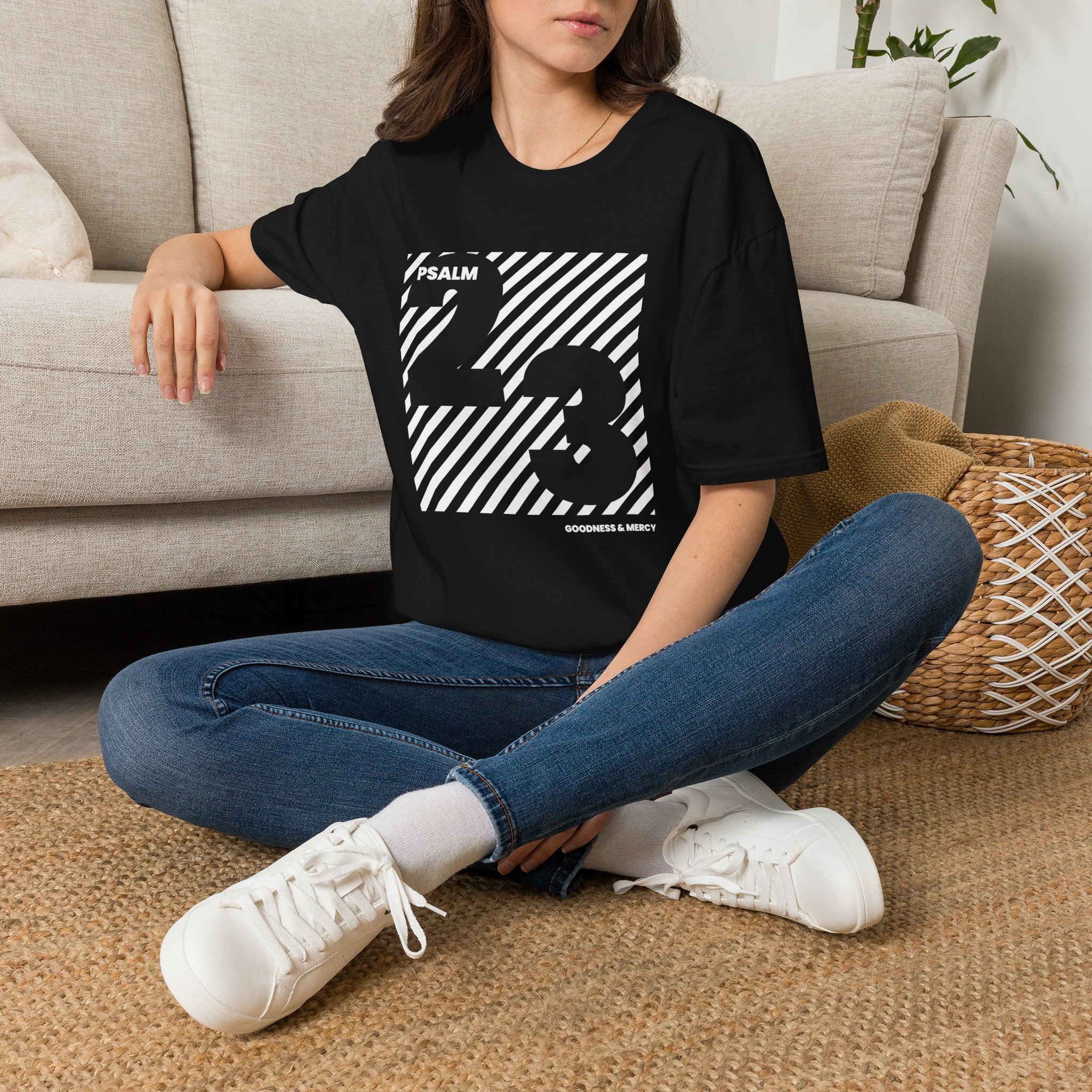 Psalm 23 Graphic T-Shirt — Modern Striped Faith Tee