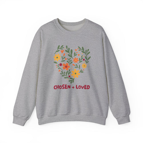 Chosen + Loved Floral Heart Crewneck Sweatshirt