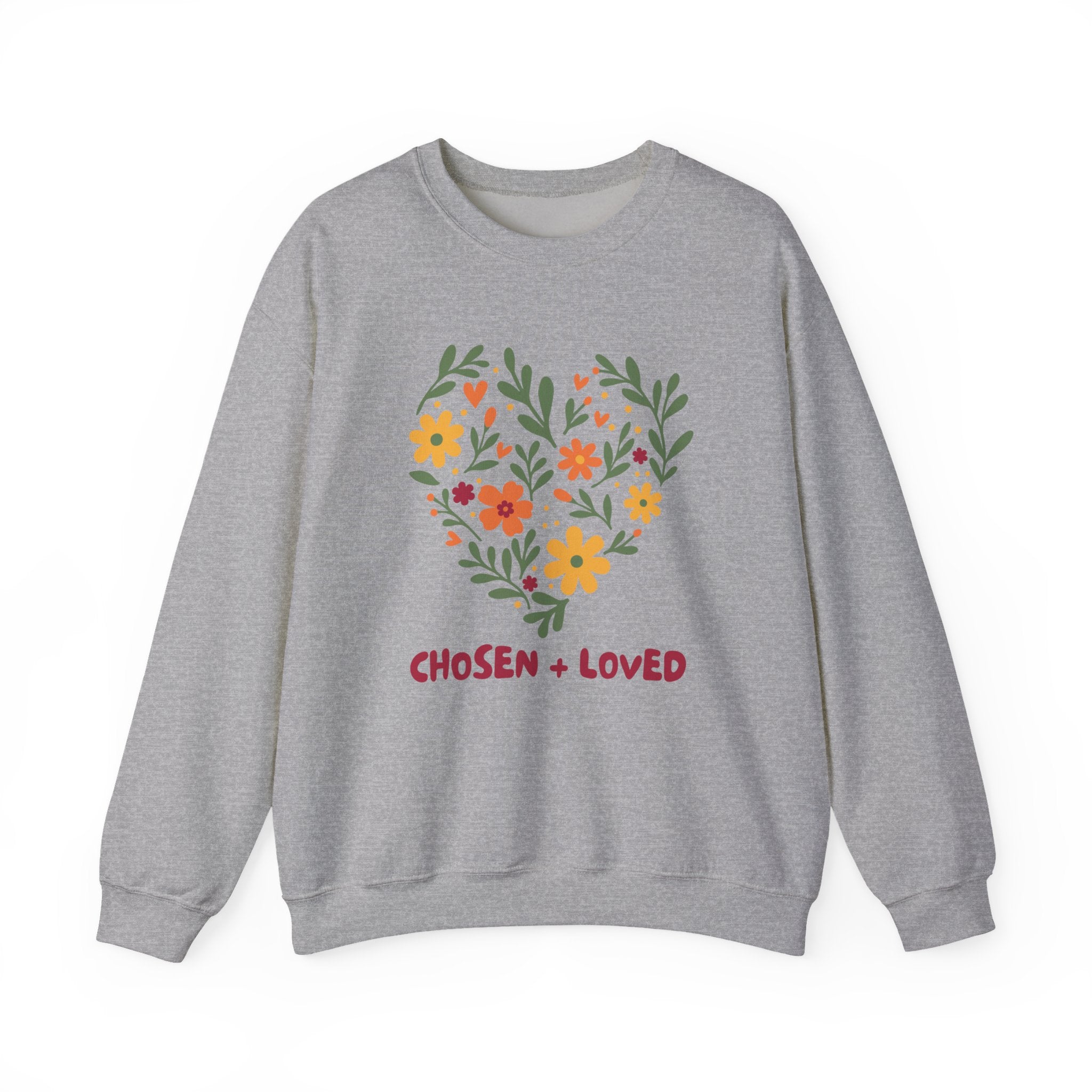 Chosen + Loved Floral Heart Crewneck Sweatshirt