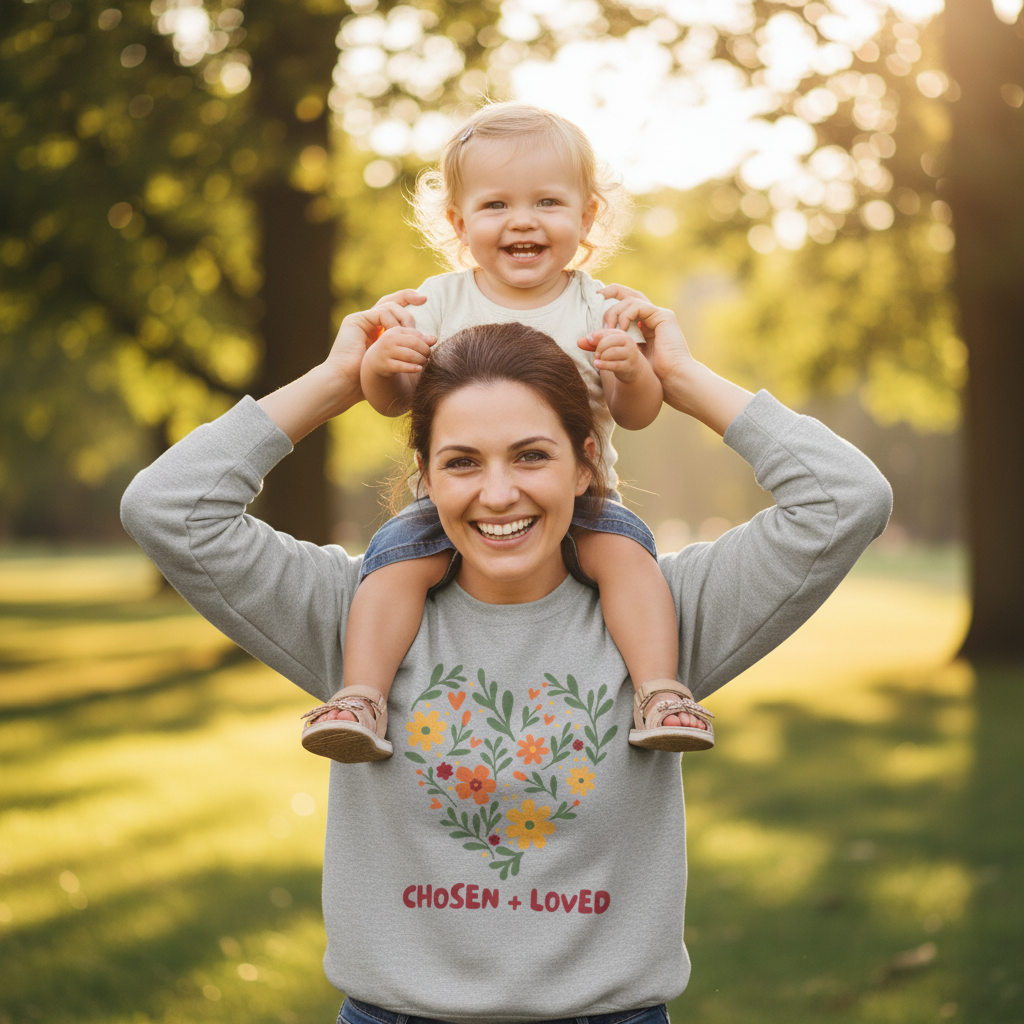 Chosen + Loved Floral Heart Crewneck Sweatshirt