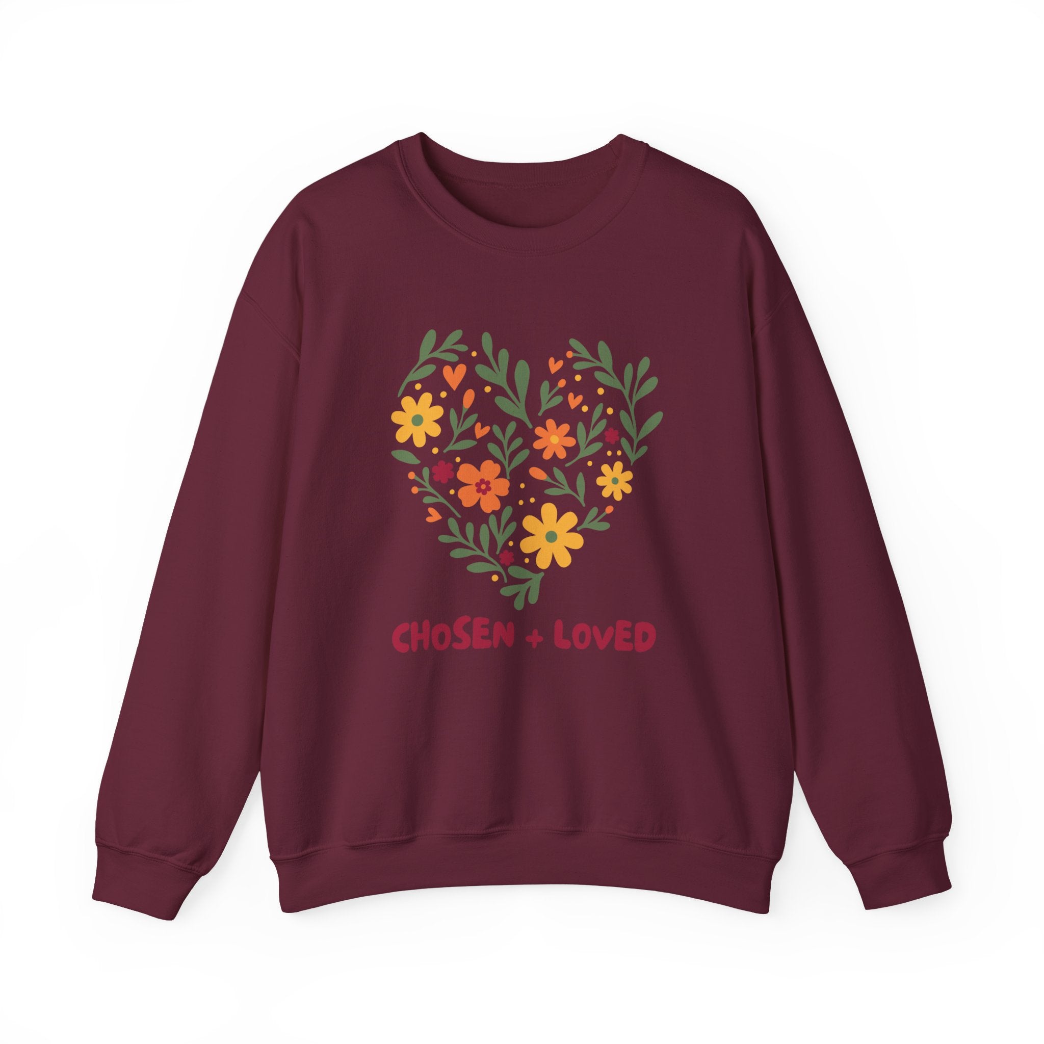 Chosen + Loved Floral Heart Crewneck Sweatshirt