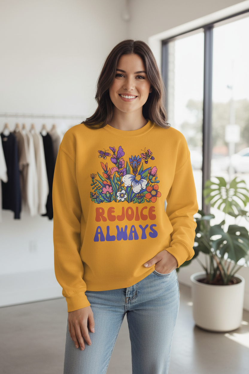 Rejoice Always Floral Sweatshirt