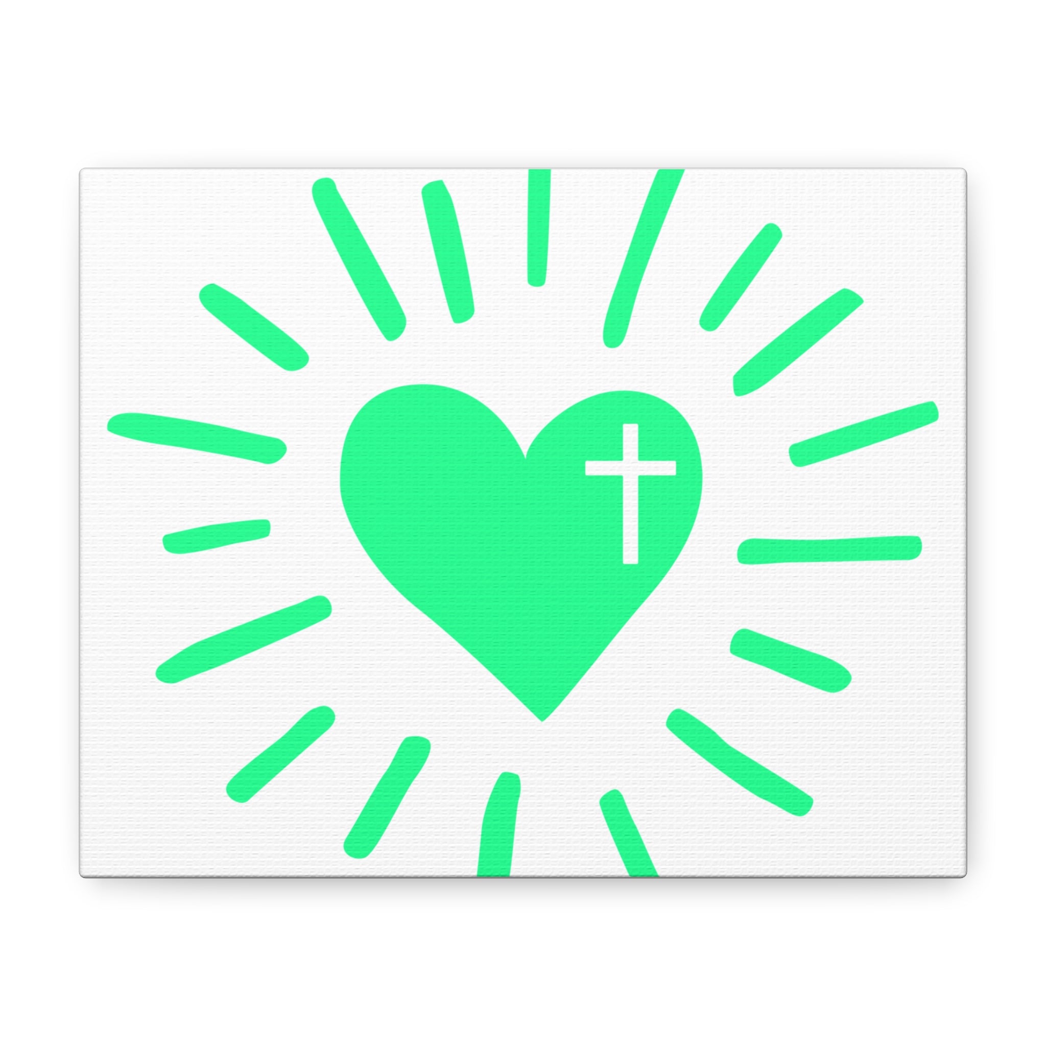 Mint Heart with Cross Canvas Print — Christian Nursery & Dorm Wall Art