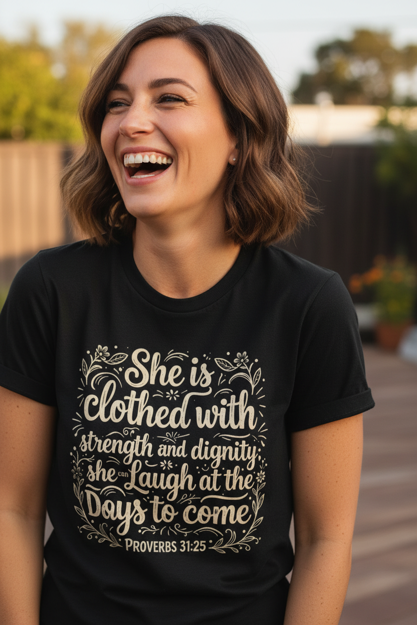 Proverbs 31:25 Comfort Colors Tee