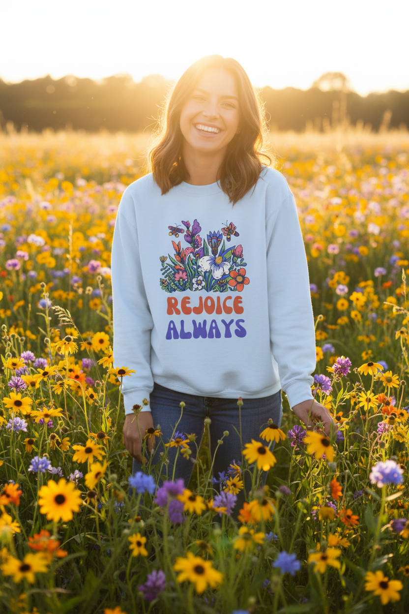 Rejoice Always Floral Sweatshirt