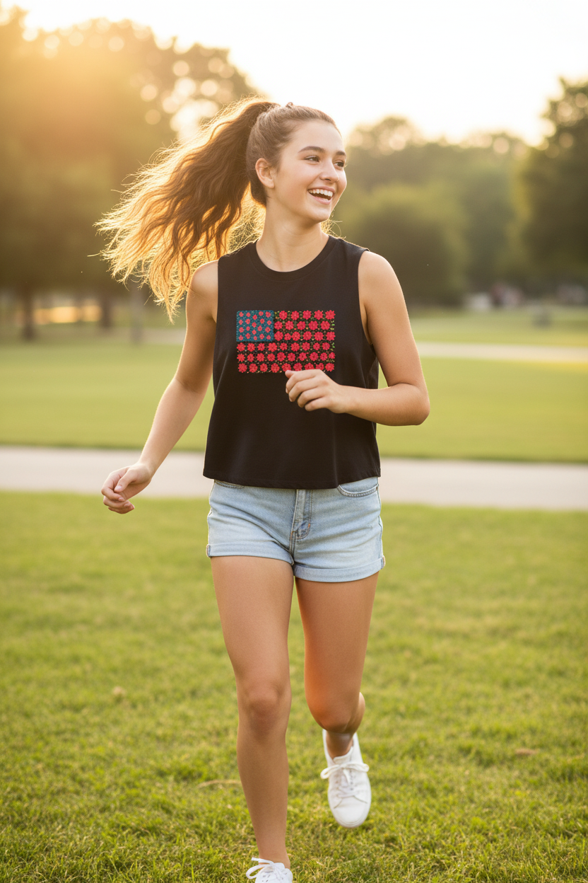 Americana Flag Women's Crop Top