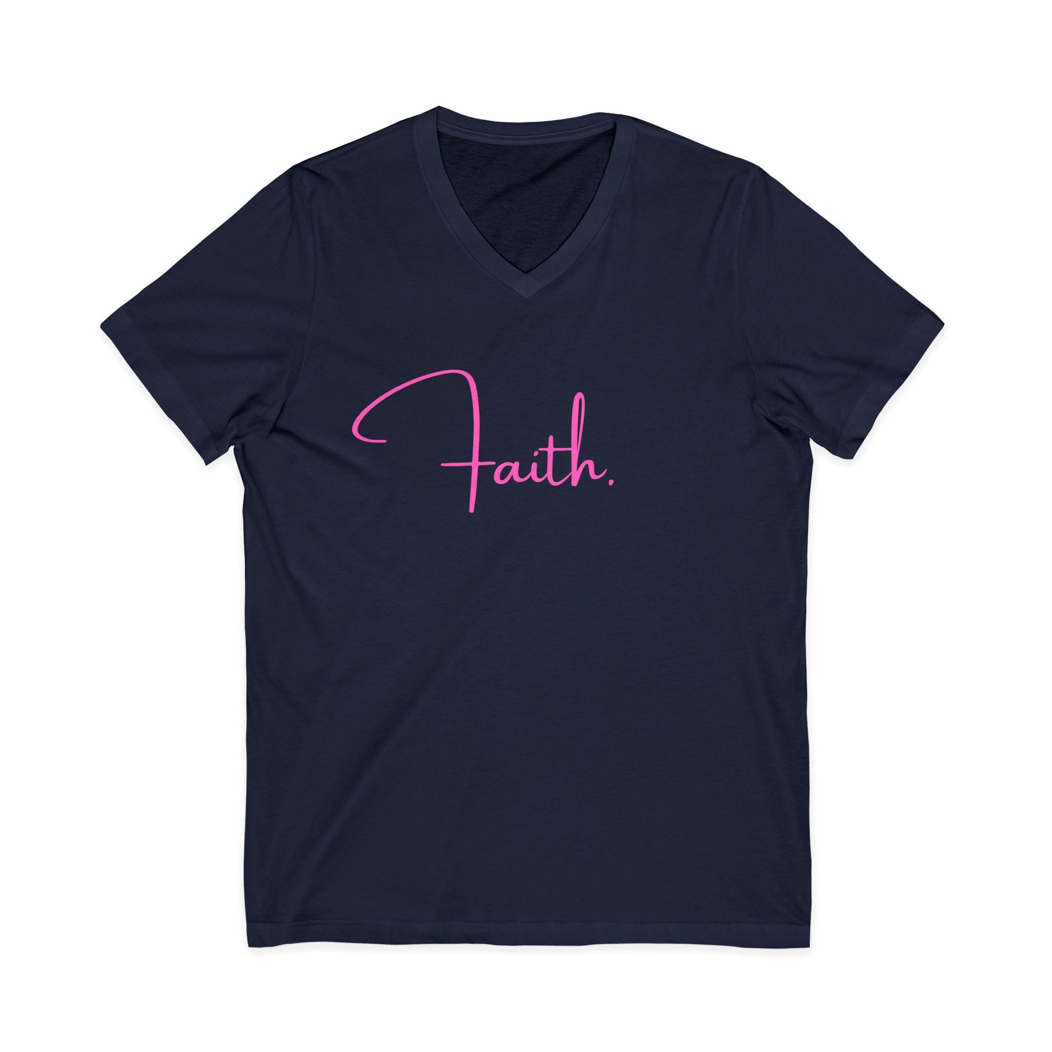 Faith Pink Script V-Neck Tee