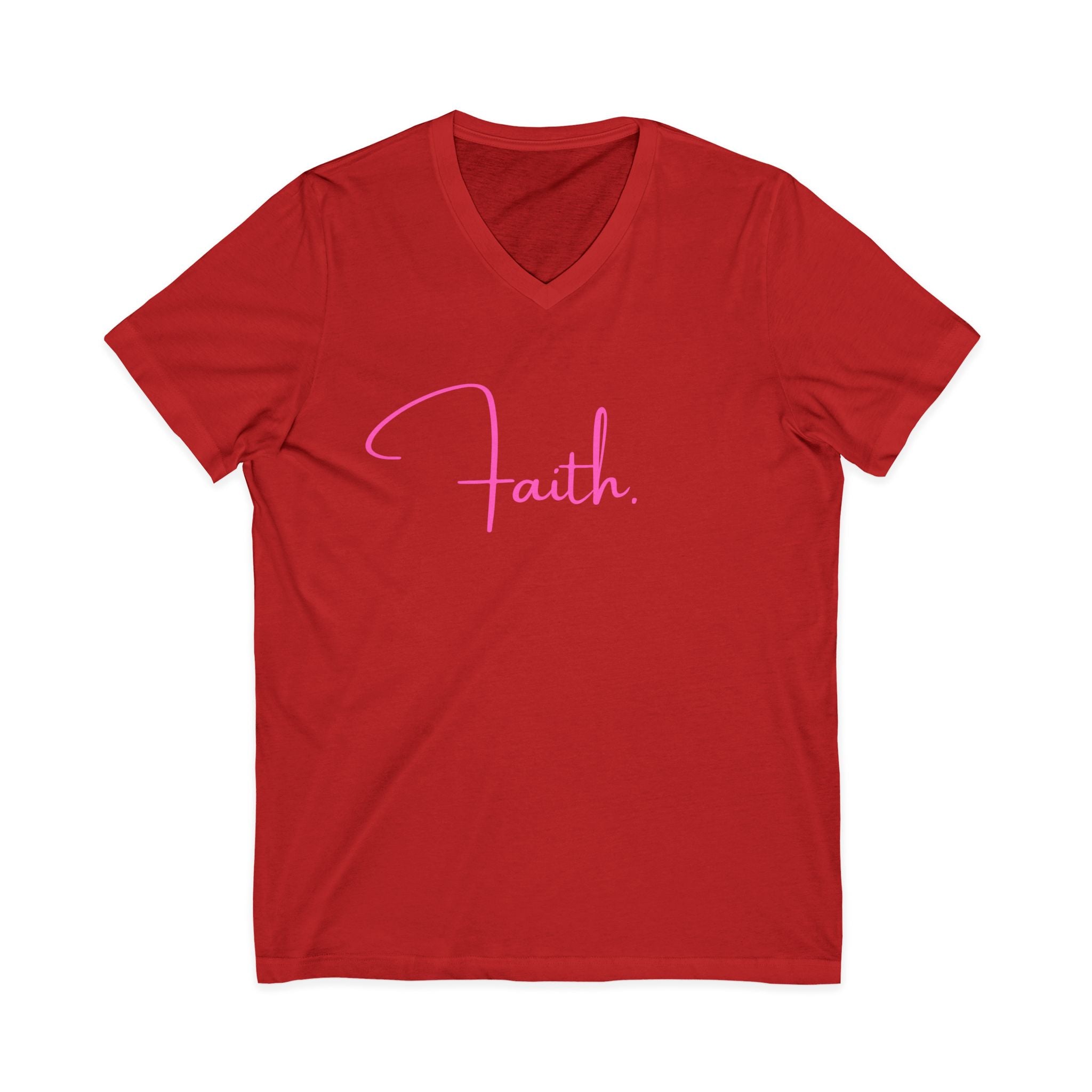 Faith Pink Script V-Neck Tee