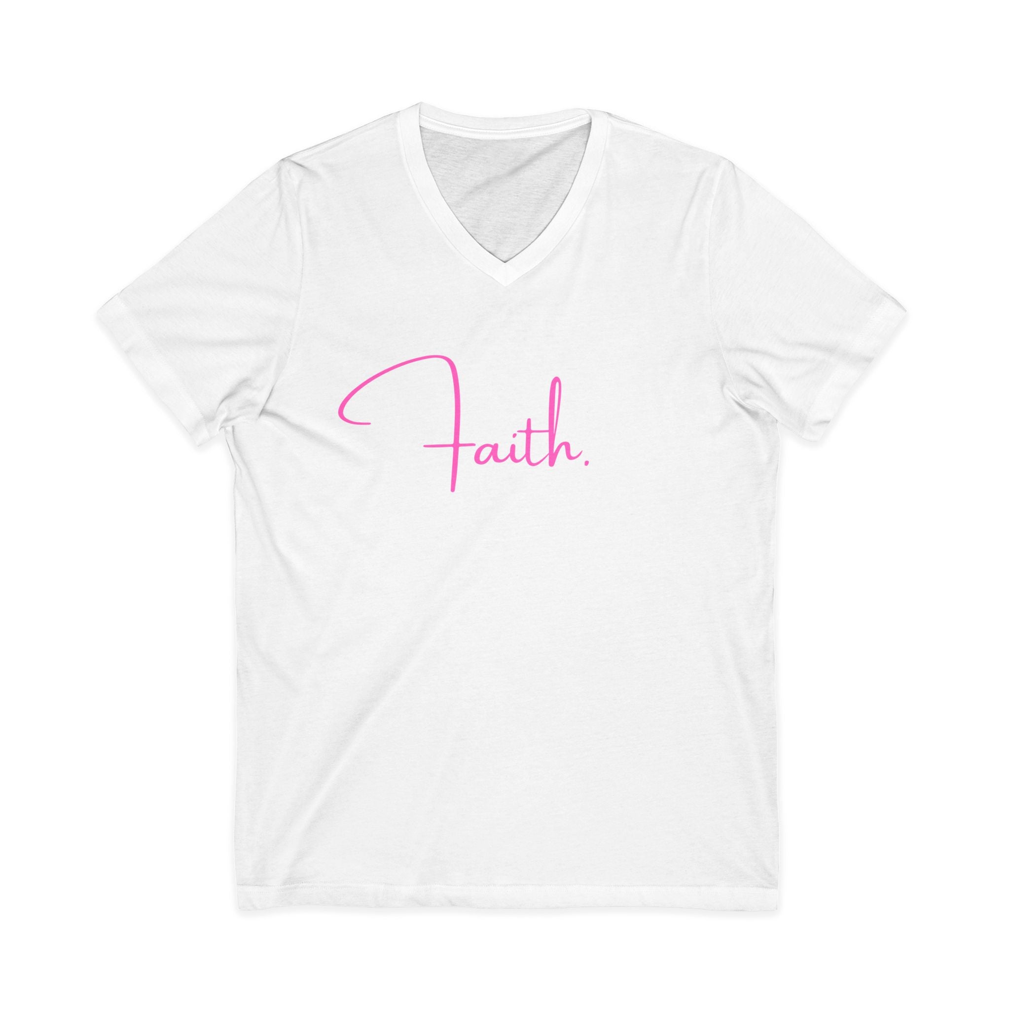 Faith Pink Script V-Neck Tee