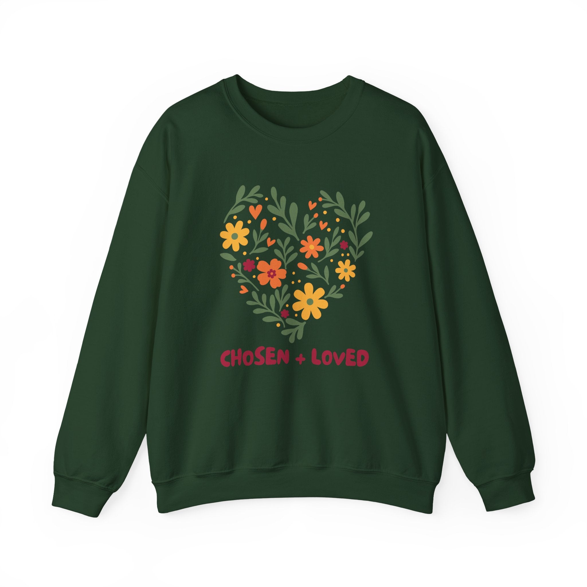 Chosen + Loved Floral Heart Crewneck Sweatshirt
