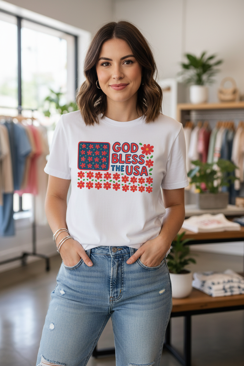 God Bless USA Softstyle T-Shirt
