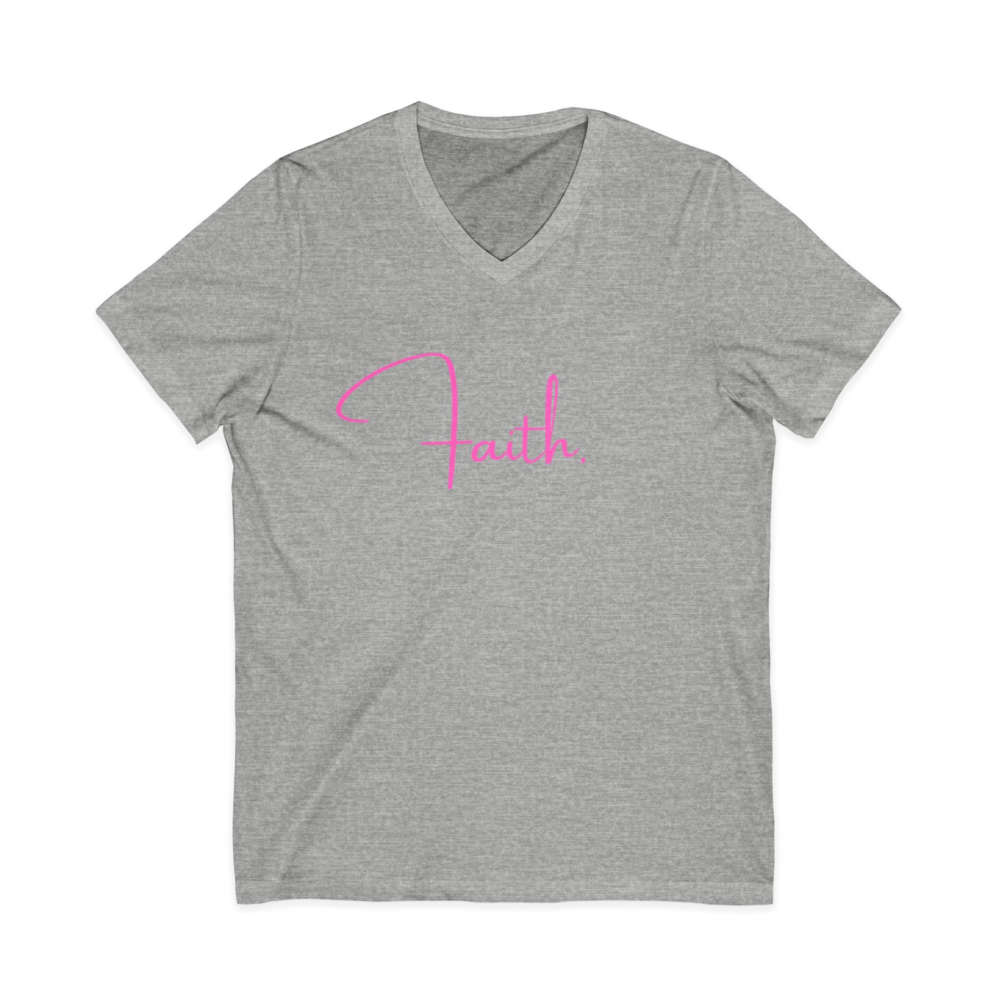 Faith Pink Script V-Neck Tee