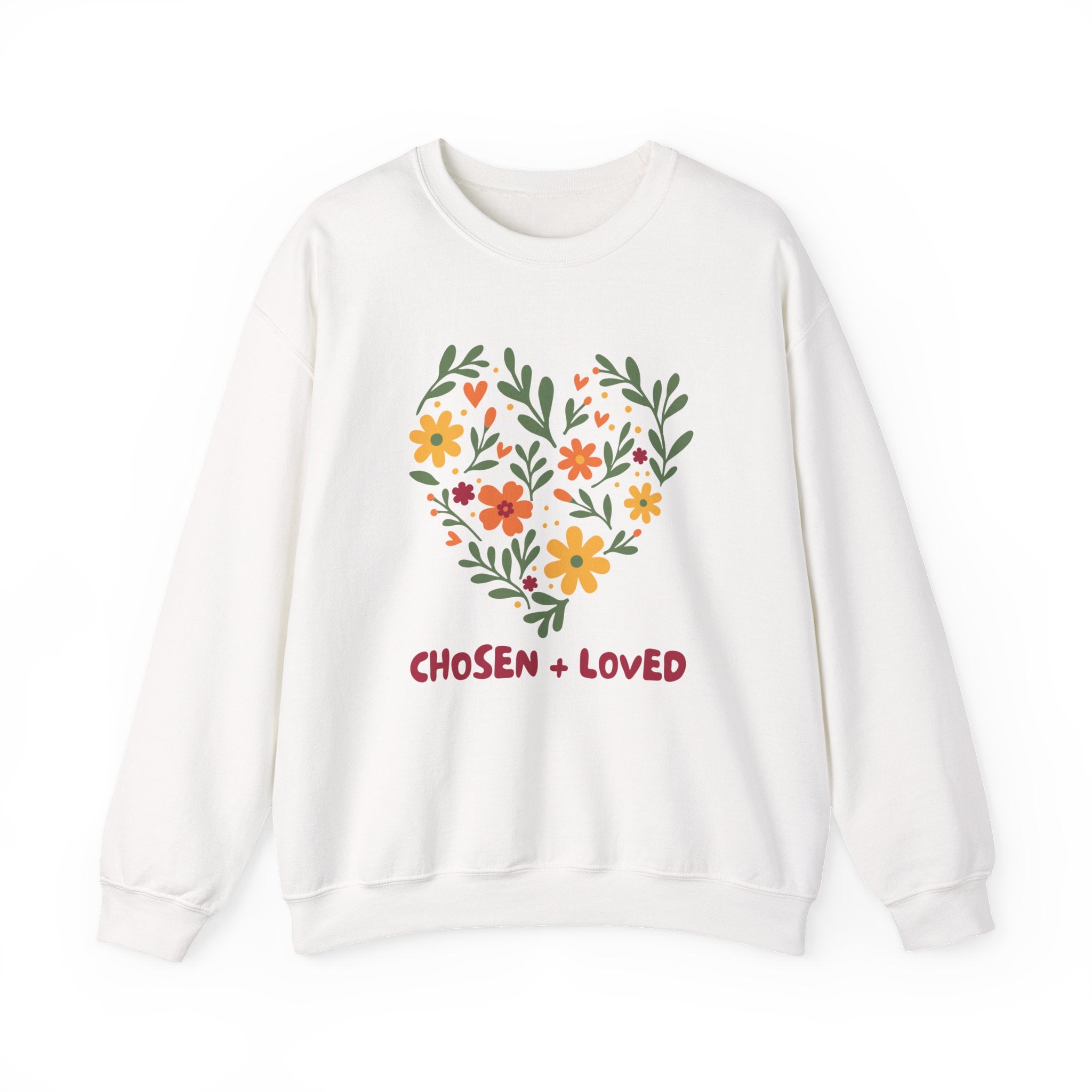 Chosen + Loved Floral Heart Crewneck Sweatshirt