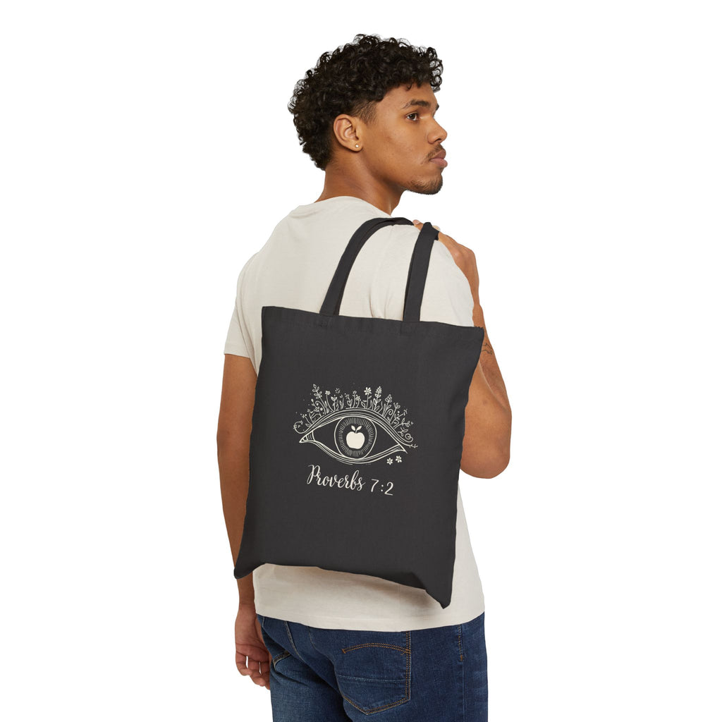 Proverbs 7:2 Apple of my eye: Cotton Canvas Tote Bag