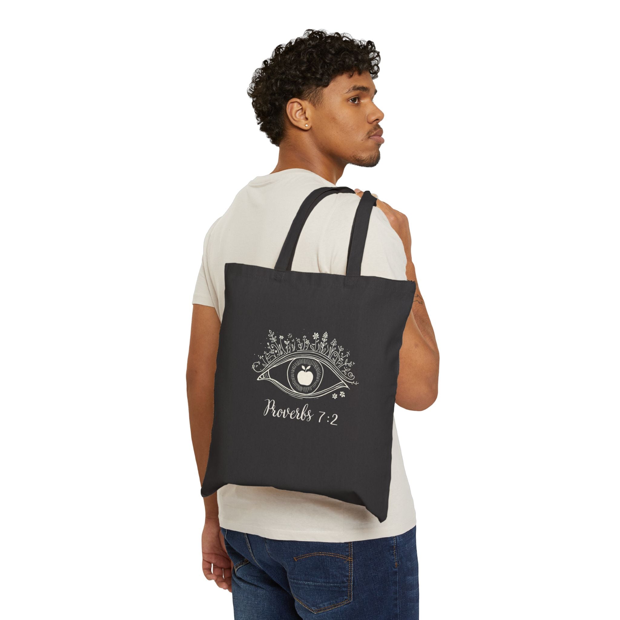 Proverbs 7:2 Apple of my eye: Cotton Canvas Tote Bag