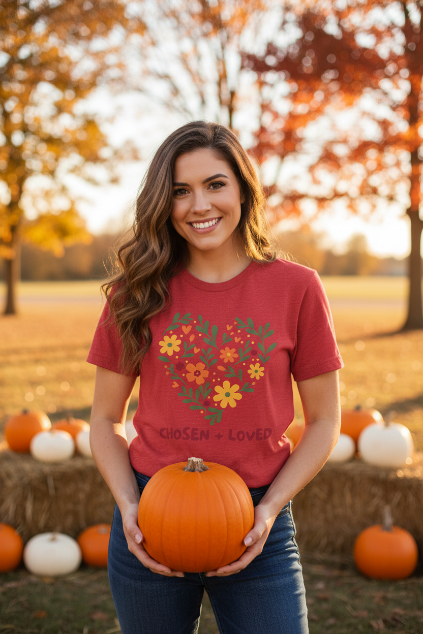 Chosen + Loved Floral Heart Tee