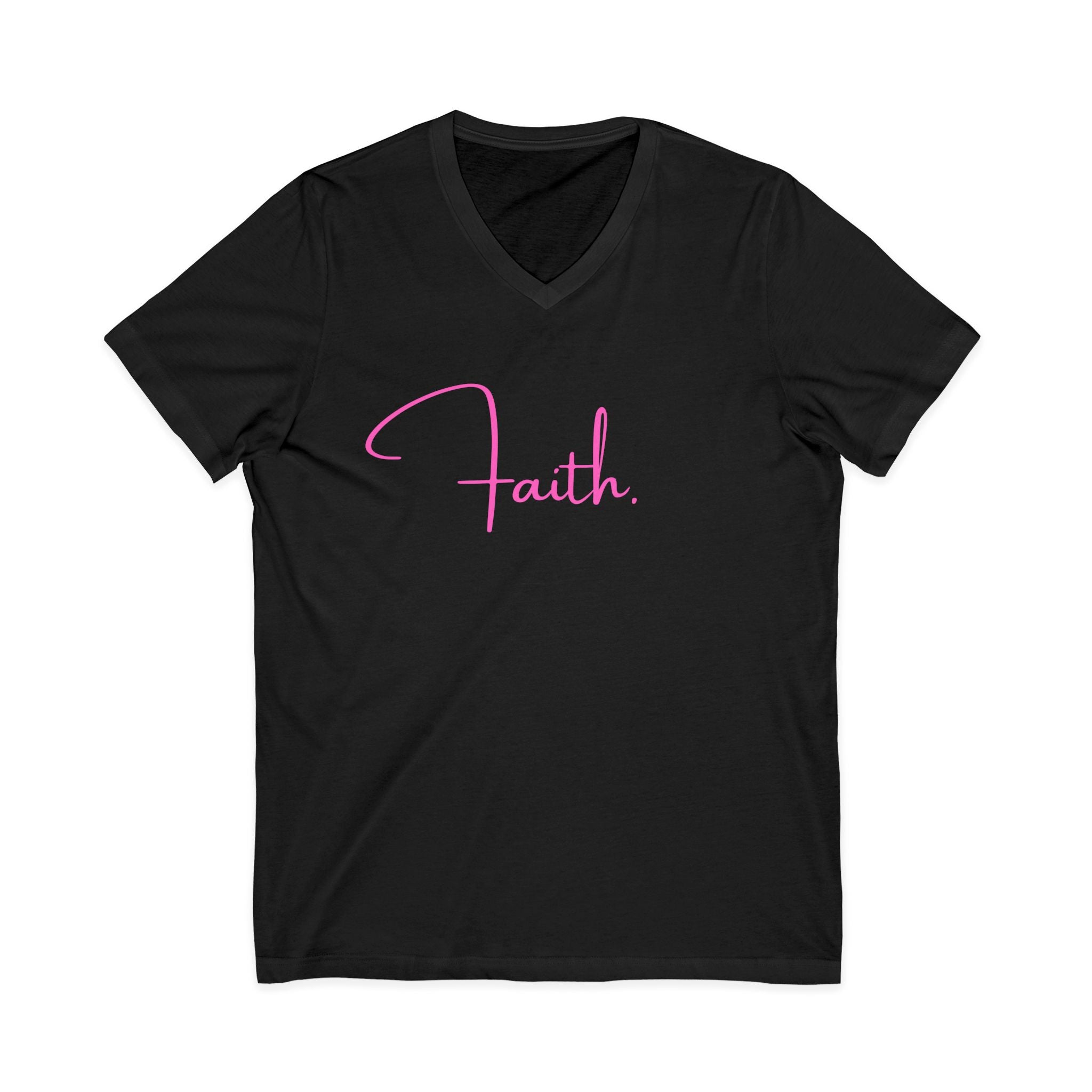 Faith Pink Script V-Neck Tee