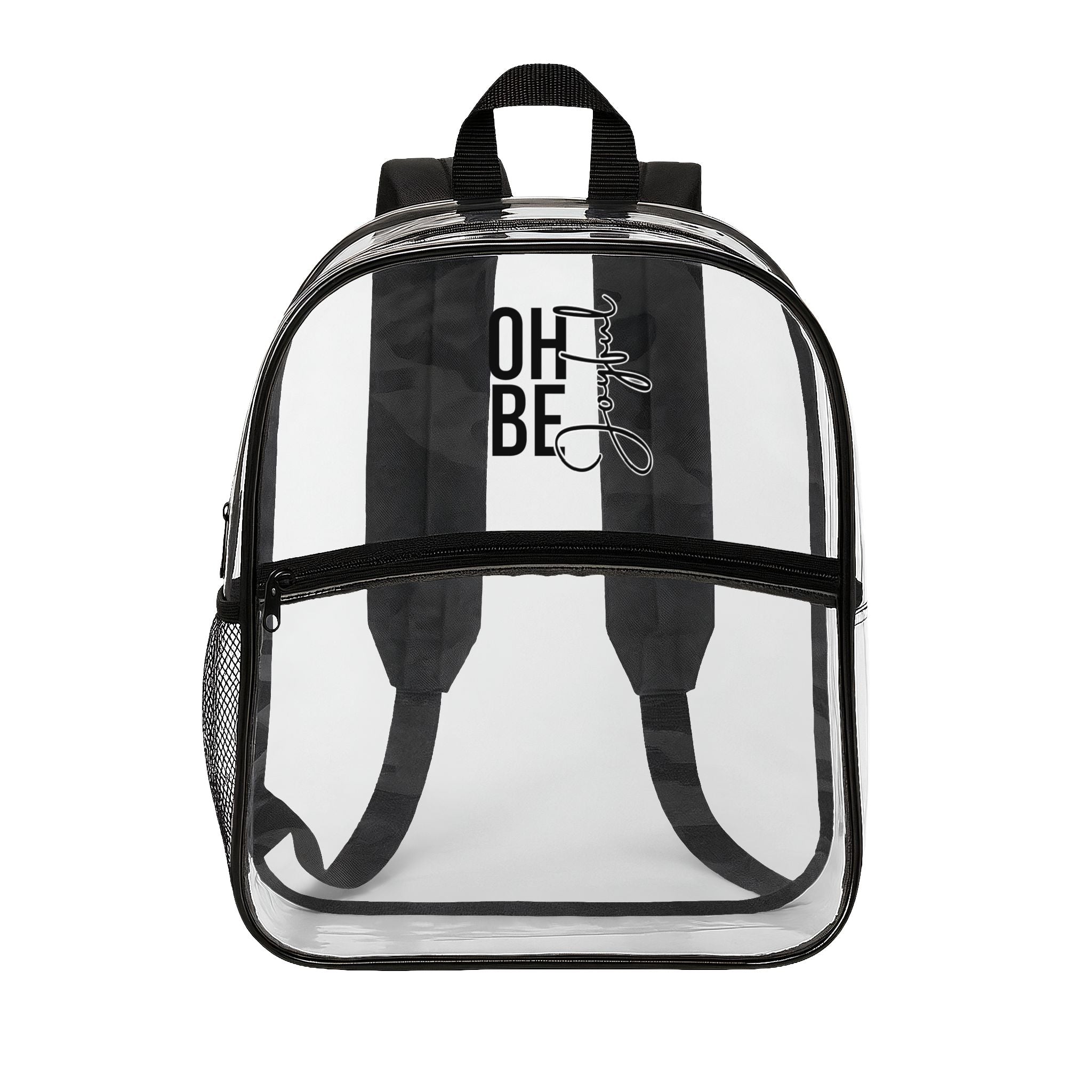 Clear Stadium/School Backpack with 'Oh Be Joyful' Minimalist Design
